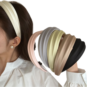 Bandeau en tissu à large bord, couleur crème, style rétro, tendance et très vendu, pour femme, pour le lavage du visage, 14 cm - Product Image 1