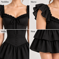 Mini-robe personnalisée pour femme, légère, tissée, avec garniture à volants, corsage boutonné, jupe à volants superposés, taille ajustée, coupe trapèze