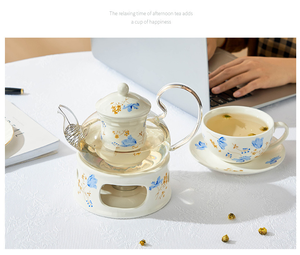 Household Food Grade Hot Sale Europe Design Glass Borosilicate Teapot with Ceramic <b>Infuser</b> - Product Image 4