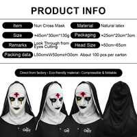 Masque intégral en latex de nonne effrayante pour adulte, costume de fête d'Halloween, masque d'horreur pour maison hantée