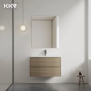 Desain kamar mandi inovatif wastafel terintegrasi dan permukaan Solid Vanity Combo untuk ruang Modern