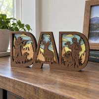 Décoration en bois découpée au laser à 4 couches avec inscription « DAD », thème chasse, pour la fête des Pères, à poser sur table ou étagère, décoration intérieure