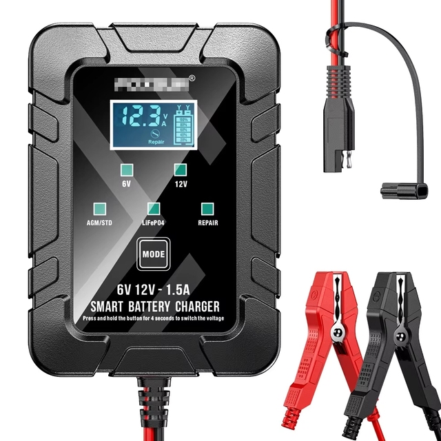 6V 12V 1.5A Fully Automatic Intelligent Car and Motorcycle Battery Charger Repair Convenient Multi-purpose