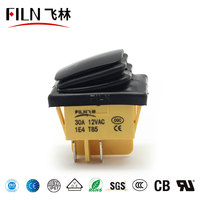 FILN — interrupteur à bascule imperméable, 22x30mm, 2 positions, 4 broches, 30a/12V, T85, avec surface de peinture noire