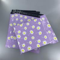 Sacs d'expédition en polyéthylène imprimés marguerites violettes personnalisés, auto-adhésifs, imperméables, pour l'emballage de vêtements de boutique