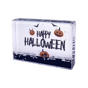 Hallowmas Citrouille Drôle Festival Halloween Cadres Photo 4x6 En Plastique Rectangle En Forme De Paillettes Chatoyantes Cadre Liquide pour Les Vacances - Product Image 3