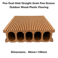 Plancher en composite bois-plastique (WPC) pour extérieur, 40mmx140mm, à cinq trous ovales, grain droit, rainures fines, antidérapant, écologique, pour jardin