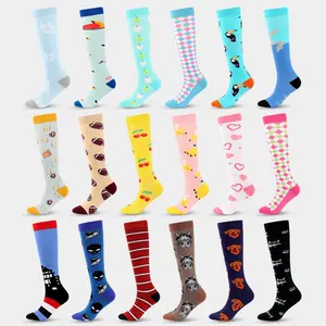 Cartoon Pattern Nylon compression socks men women circulation 15-20 23-32mmhg surgical Compression Socks nurse medical socks