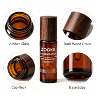 Flacon roll-on en verre mat dégradé ambre écologique, rechargeable, applicateur d'huiles essentielles, bouchon en verre ergonomique, pour voyage et maison
