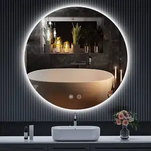 Hotel Wall Mounted Backlit Mirror Defogger Round Led Bathroom Mirror Toilet Mirror In Bathroom For Home