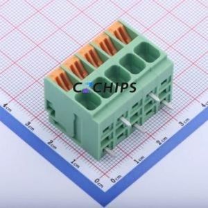 KF207RA-6.35-5P Spring Terminal Block Bent Lead Through Hole,P=6.35mm Connector 1x5P 6.35mm Green 5P - Product Image 1