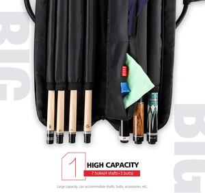 Muestra gratuita Estuche para taco de billar 4x5, Estuche de transporte para palos de billar con capacidad para 4 colillas y 5 ejes, Bolsa para taco de billar con 14 bolsillos - Product Image 3