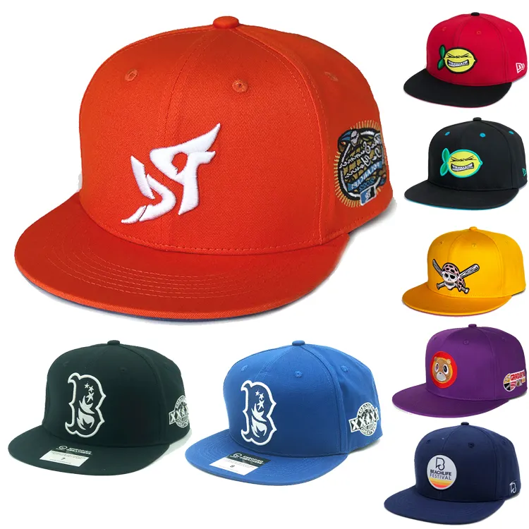 high quality Wholesale Custom design Hip Hop flat bill Snapback Sports Fitted mens 3D puff Embroidery Baseball Cap Caps Hats hat