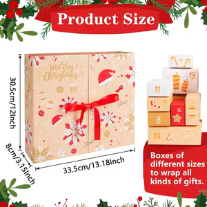 <span class=keywords><strong>Calendrier</strong></span> de l'avent de Noël jaune mignon 24 jours emballage cadeau surprise boîte vide garçons filles adolescent adulte cadeau de Noël boîte aveugle - Product Image 2