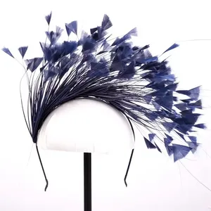 Co giãn ưa thích lông dịp tuyệt đẹp lớn bên vòng lặp màu xanh hải quân headband cho công chúa Headband Hoa tóc Clip