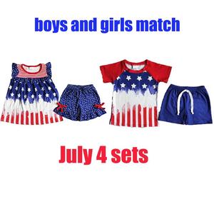 Tenues d'été 2 pièces assorties pour bébés garçons et filles, ensembles de boutique pour enfants, vente en gros, tenues du 4 juillet, vêtements pour enfants de haute qualité - Product Image 6