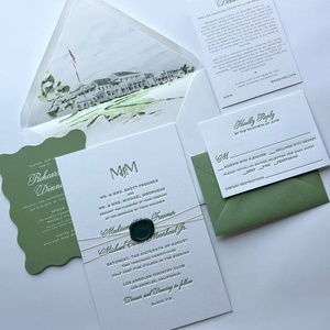 Biglietto d'<span class=keywords><strong>invito</strong></span> di nozze classico di lusso con stampa a rilievo, logo personalizzato - Biglietto di auguri con totem colorato per matrimoni eleganti - Product Image 5