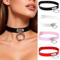 <strong>Best</strong>-<strong>selling</strong> Women's Punk O-shaped Pendant Chain Fashionable PU Leather Collar <strong>Gothic</strong>-style <strong>Necklace</strong>