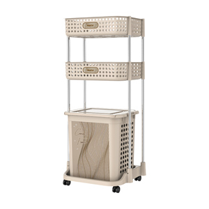 Panier à linge à 2 niveaux, doté d'une construction robuste, de deux compartiments pour le tri, idéal pour toutes les pièces. - Product Image 1