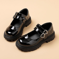 Chaussures Mary Jane pour enfants en cuir verni à plateforme avec boucle cœur, antidérapantes, pour l'école et les occasions formelles