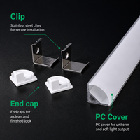 Profilé en aluminium à 45 degrés pour bande LED, éclairage décoratif, profilé triangulaire en aluminium encastré pour bandes LED