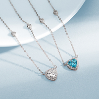 925 argent bleu zircon clavicule collier pendentif coeur pour collier femmes fabrication de bijoux