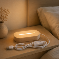 Lampe de nuit LED intelligente pour enfants avec base en bois, design personnalisé imprimé UV, alimentée par USB, lampe décorative pour chambre d'enfant, lampe à illusion 3D