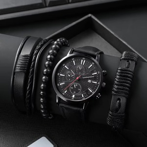 Drioshipping Montre Homme de Luxe avec Bracelet, Ensemble Cadeau Montre-Bracelet à Quartz en Cuir Marron Tendance pour Hommes, Relogio Masculino - Product Image 2