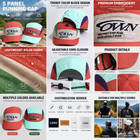 Casquette de course à 5 panneaux en gros pour la fabrication, personnalisable, légère, en nylon, avec logo brodé, pour activités de plein air, unisexe, style camper