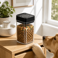 Conteneur sous vide carré transparent sans BPA, hermétique et alimentaire, pour le bureau et la cuisine, idéal pour le café et les aliments pour animaux.