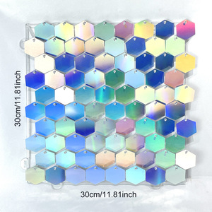 Arcobaleno partito paillettes sfondo glitterato Hexagon 3d luccicante parete luccicante pannello di paillettes per matrimonio festa di compleanno decorazione della festa - Product Image 2