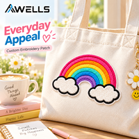 Patchs brodés colorés personnalisés avec un design mignon de lune, nuage, cerise et champignon pour vêtements, sacs, chapeaux et projets d'artisanat AWELLS