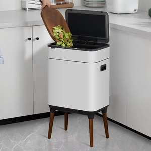 <span class=keywords><strong>Poubelle</strong></span> électrique automatique à induction 60L en acier inoxydable <span class=keywords><strong>Poubelle</strong></span> d'hôtel <span class=keywords><strong>Poubelle</strong></span> de cuisine à capteur intelligent avec pieds en bois - Product Image 2
