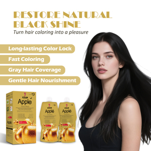 Crème colorante permanente pour cheveux adultes, type eau <span class=keywords><strong>claire</strong></span>, sans tache sur les serviettes, coloration rapide, formule nourrissante riche au ginseng - Product Image 2