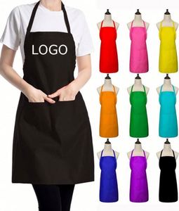 Wholesale Custom Logo Plain <b>Bib</b> Aprons for Women with 2 Pockets Black Commercial Chef Apron for Kitchen Cooking Restaurant BBQ - Product Image 1