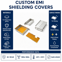 Plaque de protection EMI perforée sur mesure pour boîtier, isolation de carte PCB SMT, estampage de précision au niveau de la carte, usine OEM