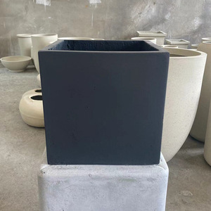 Jardinières <span class=keywords><strong>en</strong></span> béton préfabriqué durables et écologiques pour l'extérieur, <span class=keywords><strong>en</strong></span> fibre de verre, grandes et carrées, pour la maison, avec trous de drainage - Product Image 4