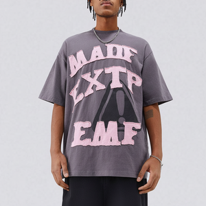 T-shirts à manches courtes pour hommes avec logo vintage personnalisé de haute qualité 300G patchs de broderie - Product Image 1