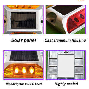 Прямая поставка с завода, солнечные светодиодные дорожные шпильки, отражающий «кошачий глаз», маркер безопасности дорожного движения, пластиковый приподнятый тротуар для предупреждения движения - Product Image 6
