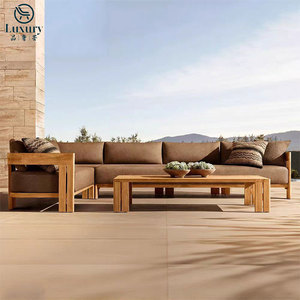 Hiện đại sang trọng Đồ Gỗ Ngoài Trời Gỗ Tếch sofa Vườn sofa ngoài trời đặt cho khách sạn biệt thự - Product Image 3