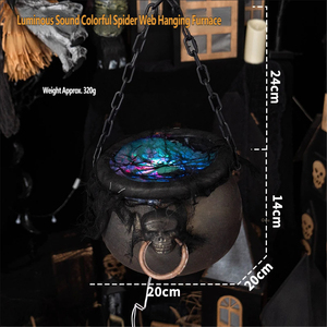 Nouveautés : Décoration d'Halloween Lumineuse et Colorée, Suspension en forme de <span class=keywords><strong>Chaudron</strong></span> <span class=keywords><strong>Magique</strong></span> et de Toile d'araignée pour Cour, Activée par le Son - Product Image 3