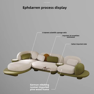 Divano Sezionale in Legno di Design <span class=keywords><strong>Italiano</strong></span> 2026, Set Componibile per Appartamenti Grandi <span class=keywords><strong>e</strong></span> Piccoli, Combinazione Angolare, Forma Speciale, Imbottitura in Spugna - Product Image 3