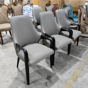 Silla de Comedor de Diseño de Lujo en Cuero, Reclinable, Simple y Concisa, de Madera Sólida, Silla de Ocio de Madera - Product Image 4