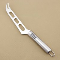 Pisau Pemotong Keju Multifungsi Portabel Bahan Stainless Steel Bergerigi, Alat Pengoles Mentega Anti Lengket, Aman untuk Mesin Cuci Piring, 3 Lubang