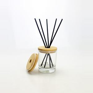 ขวดกระจายกลิ่นหอม,ขวดกระจายกลิ่นหอมใสพร้อมฝาปิดคอนกรีต Cememt และกก/แท่งสีดำ - Product Image 5