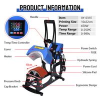 Presse à chaud manuelle haute pression Xingyan XY-031E 10*22cm pour casquettes/chapeaux, imprimante par sublimation pour vêtements, personnalisation logo/couleur/graphique