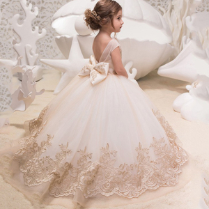 Robe de Soirée pour Enfants en Gros, Robe de Mariage Longue Champagne pour Filles, Robe de Princesse en Tulle pour Bébé - Product Image 2