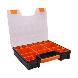 Boîte de rangement pour vis et clous, matière PP dur, Portable, plastique avec 14 compartiments amovibles