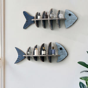 Nuevo Estante de Pared de Madera Tallada Rústica de Cuatro Niveles con Diseño de Espina de Pescado, Estante Flotante para Almacenamiento en Sala de Estar, Cafetería y Decoración del Hogar - Product Image 4