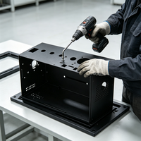 Châssis d'instrument en tôle SPCC noir mat sur mesure pour la ventilation en nid d'abeille, pliage de précision, banc de laboratoire électronique